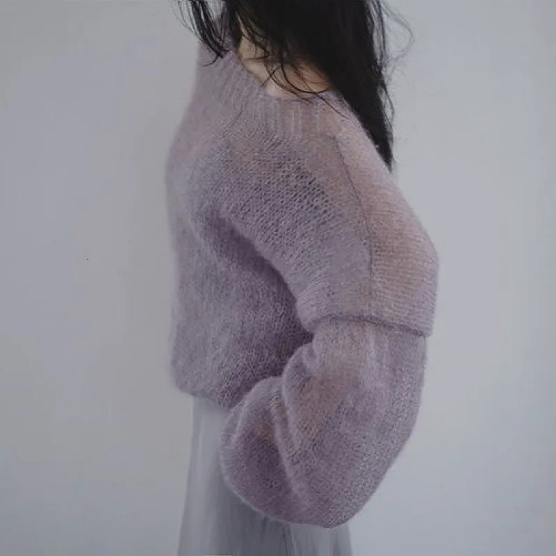 Vintage Hollow Out Thin Sweaters Women Sexy Slash Neck Knit Pullovers Korean Sweet Elegant Loose Soft Sweatshirt Tops 241107