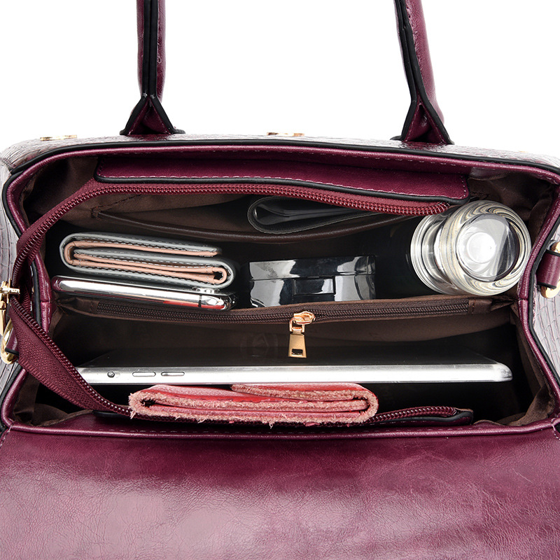 Alligator Women Shoulder Bag PU Leather Handbag Crocodile Large Capactiy Lady Messenger Crossbody Purse Big