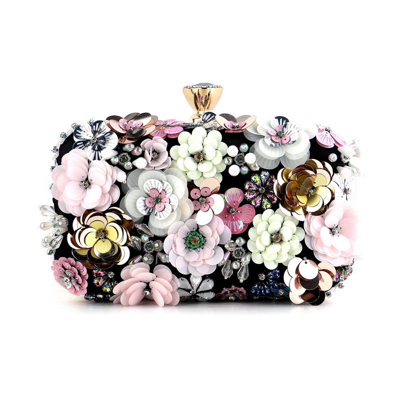 New Chain Style Single Shoulder Fashionable Embroidered Small Handbag Women's Hand-held Evening Bag