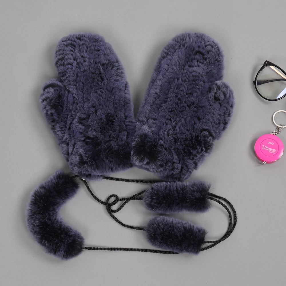 selling natural Rex Rabbit fur gloves with good elasticity womens winter knitted genuine Rabbit fur gloves outdoor genuine leather gloves 241106