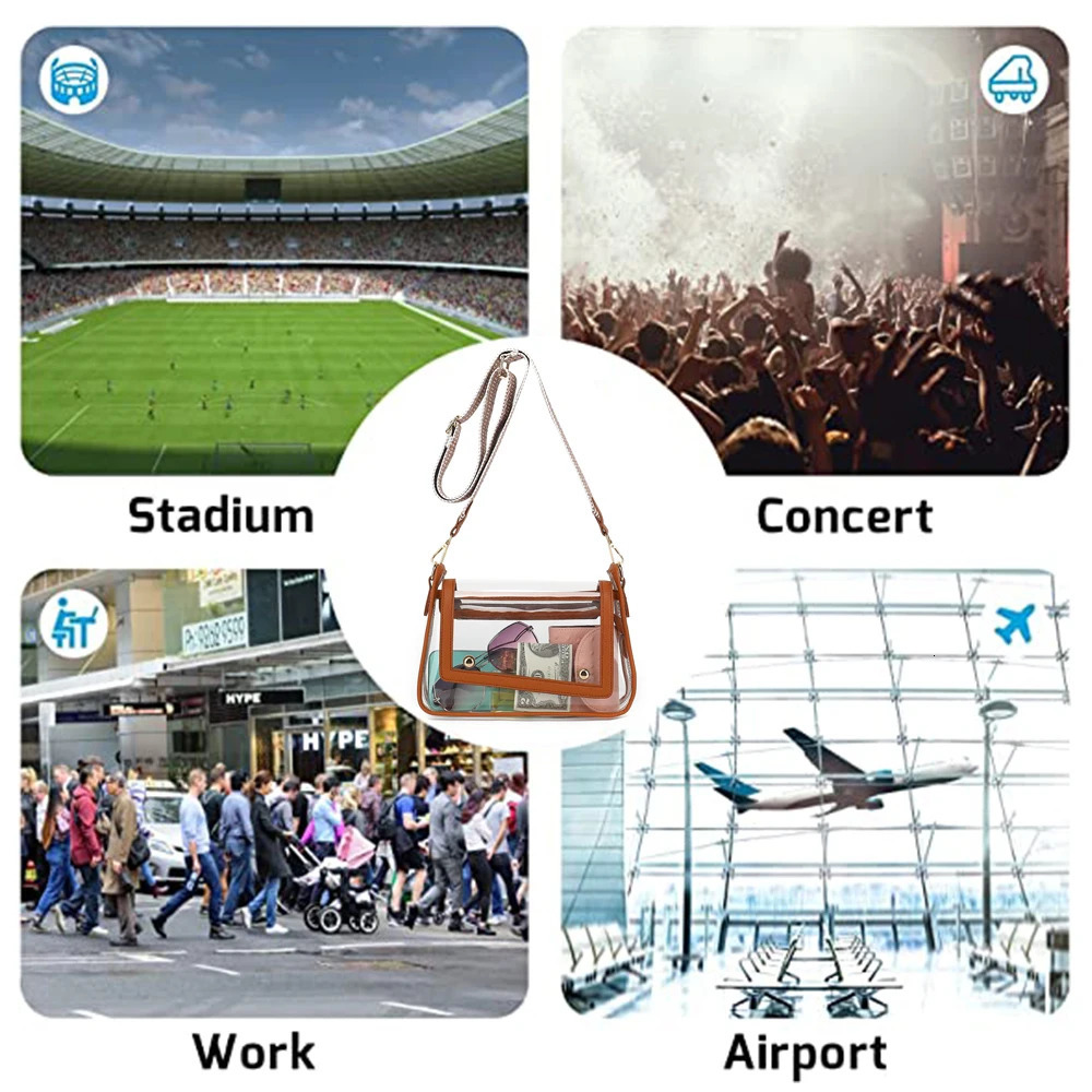 Clear Satchel Bag Purse Stadium Approved for Women Small Clear Crossbody Bag Fashion Cute See Through Clutch Mini Shoulder Bag 241107ww