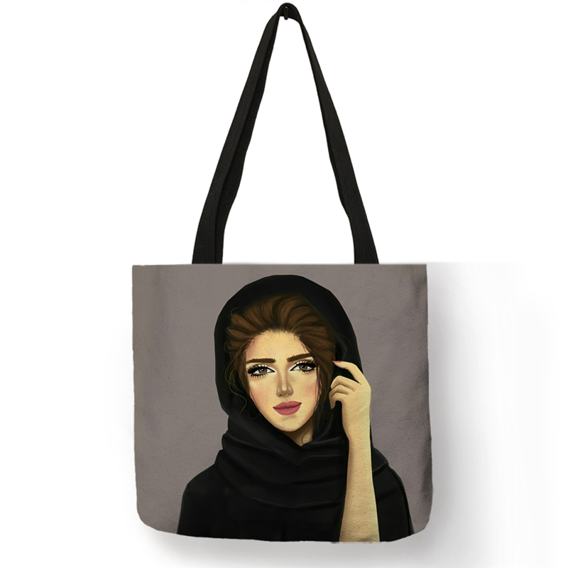 Hijab Face Muslim Women Casual Totes Large Capacity Ladies Shopping Shoulder Bags Islamic Gril Handbag Leisure Beach Travel Bag