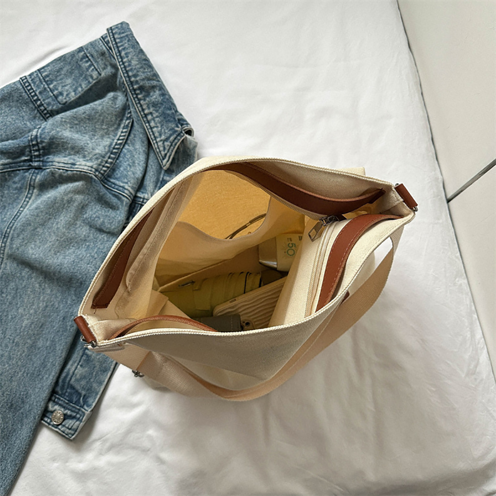 Women's Canvas Shoulder Bags Eco Reusable Foldable Shopper Fashion Print Large Capacity Handbags Casual Cute Bag for Students