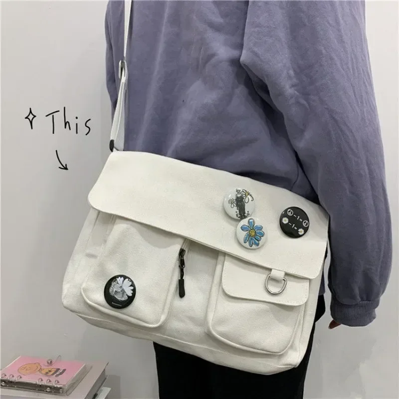 Women Canvas Messenger Bag Youth Ladies Fashion Shoulder Bag Student Large Capacity Female Crossbody Bags Woman Packet