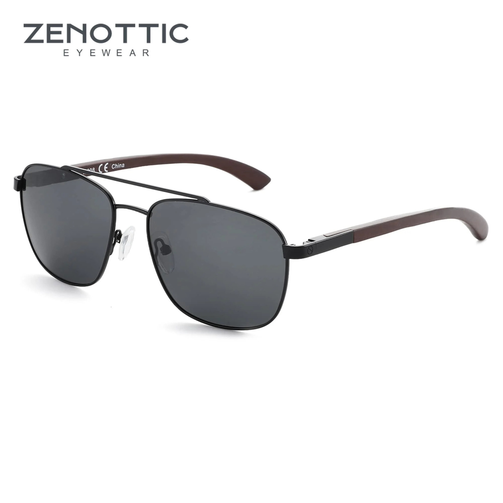 ZENOTTIC Mens Wood Polarized Sunglasses 100% UV Protection Fishing Driving Golf Sunshade Glasses 241106