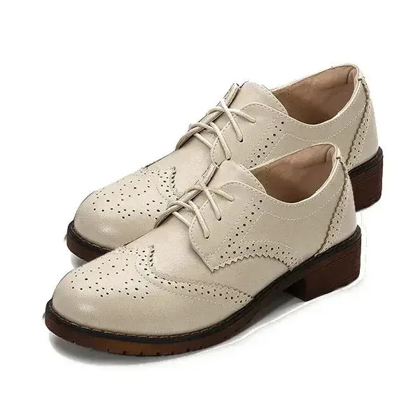 Soft Leather Brown Oxford Shoes Womens Brogue Derby Lace Casual Shoes Sports Shoes Work Party 241106