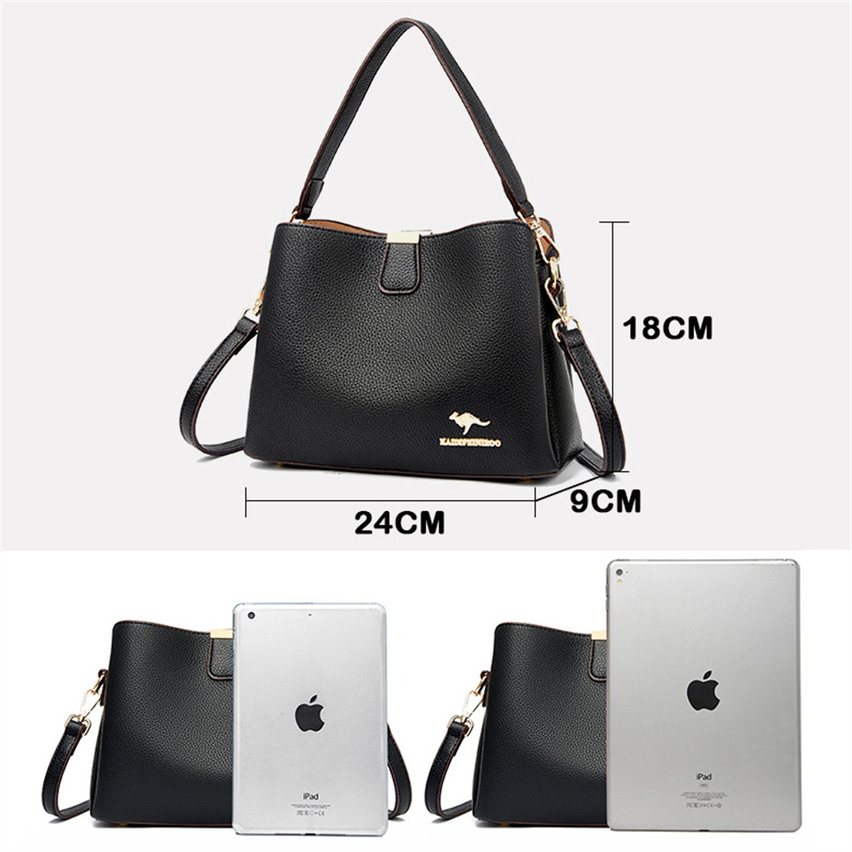Luxury Designer High Quality Leather Women's Handbag Purses 3 Layers Multifunctional Ladies Shoulder Messenger Bags Sac Femme