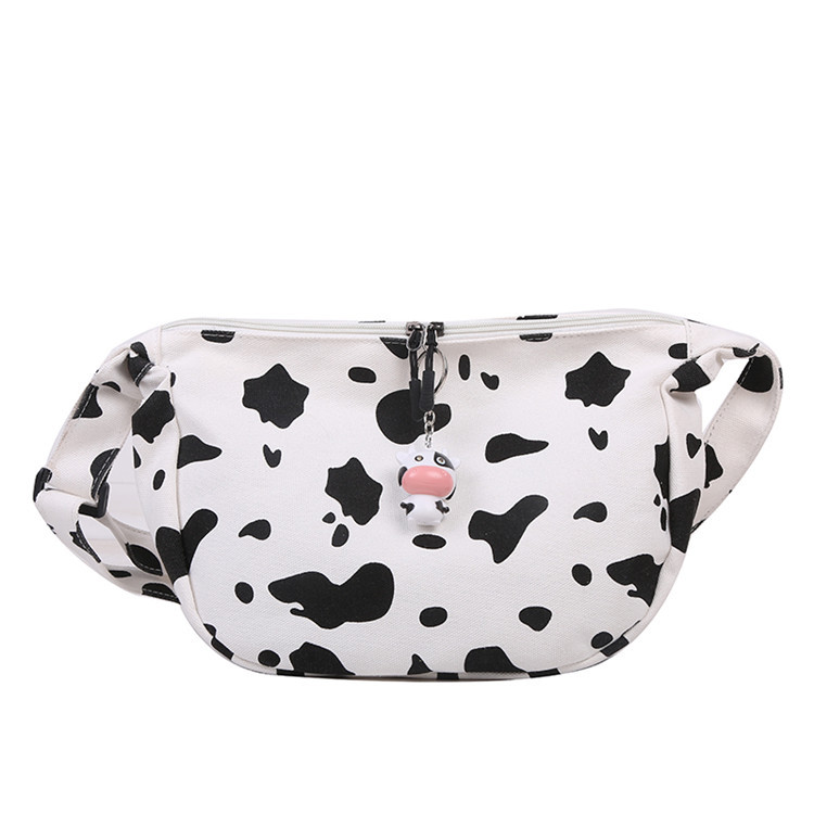 Japanese Harajuku Cow Canvas Underarm Bag Female 2021 Korea Wild Kawaii Cute Student One-Shoulder Messenger Bag
