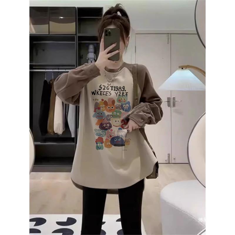 Black hooded jacket women's winter new designer American loose and lazy style mid long sleeved top