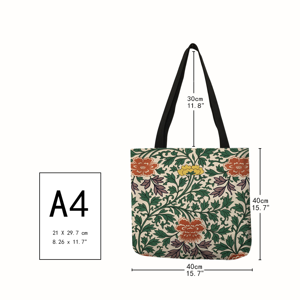 Exquisite Colorful Floral Pattern Print Handbag Casual Practical Women Shopping Tote Bags Travel Beach Outdoor Package Sack