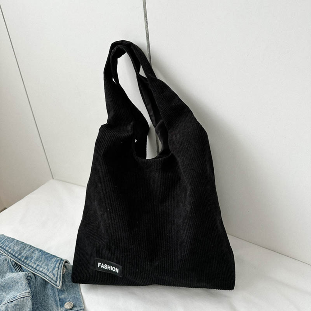 Women Top Handle Bag Foldable Travel Satchel Bag Versatile Corduroy Shoulder Bag Soft Large Capacity Reusable Shopping Bag
