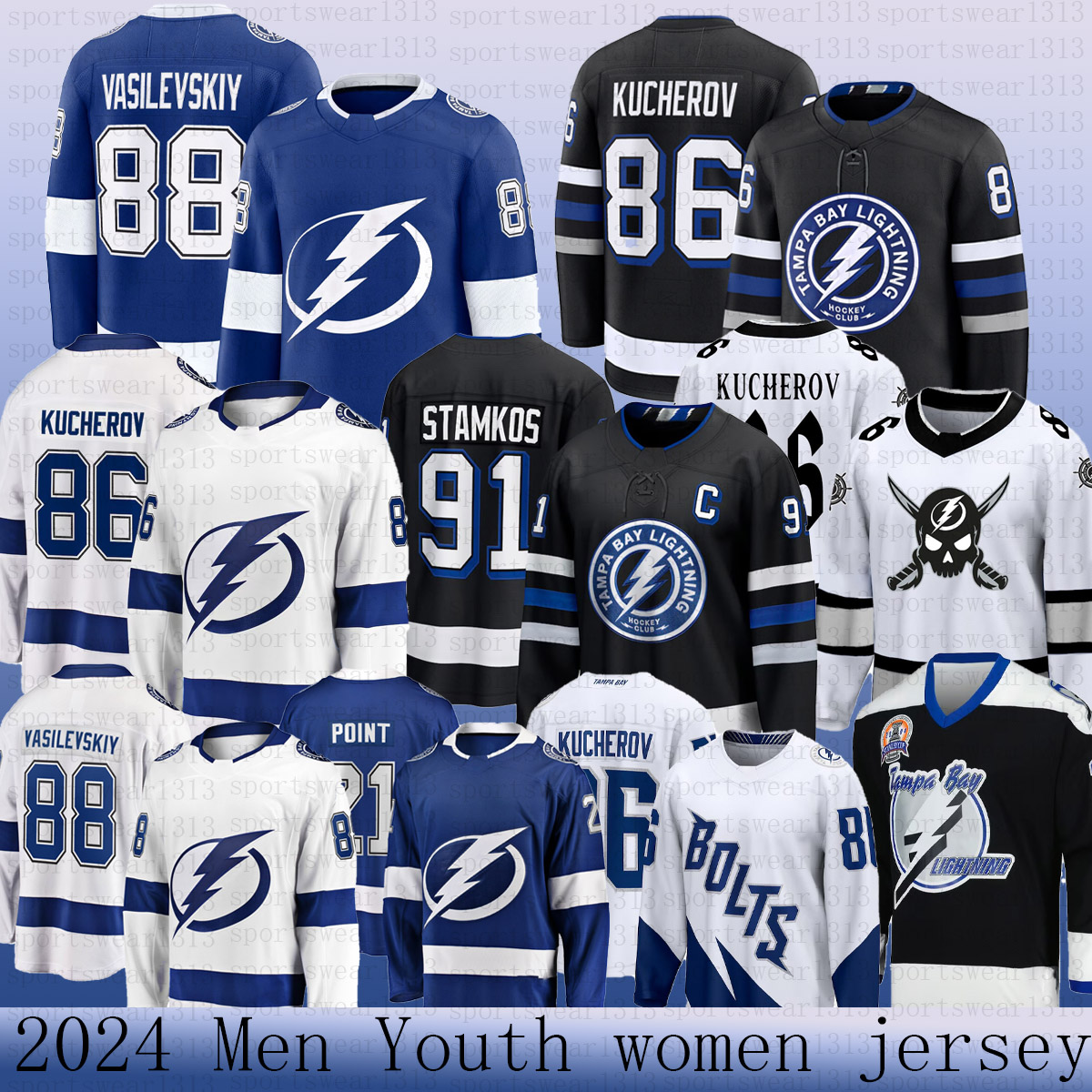 #86 Nikita Kucherov jersey tampa bay hockey jerseys Andrei Vasilevskiy Lightning jersey Brayden Point Victor Hedman Anthony Cirelli Ryan McDonagh jersey