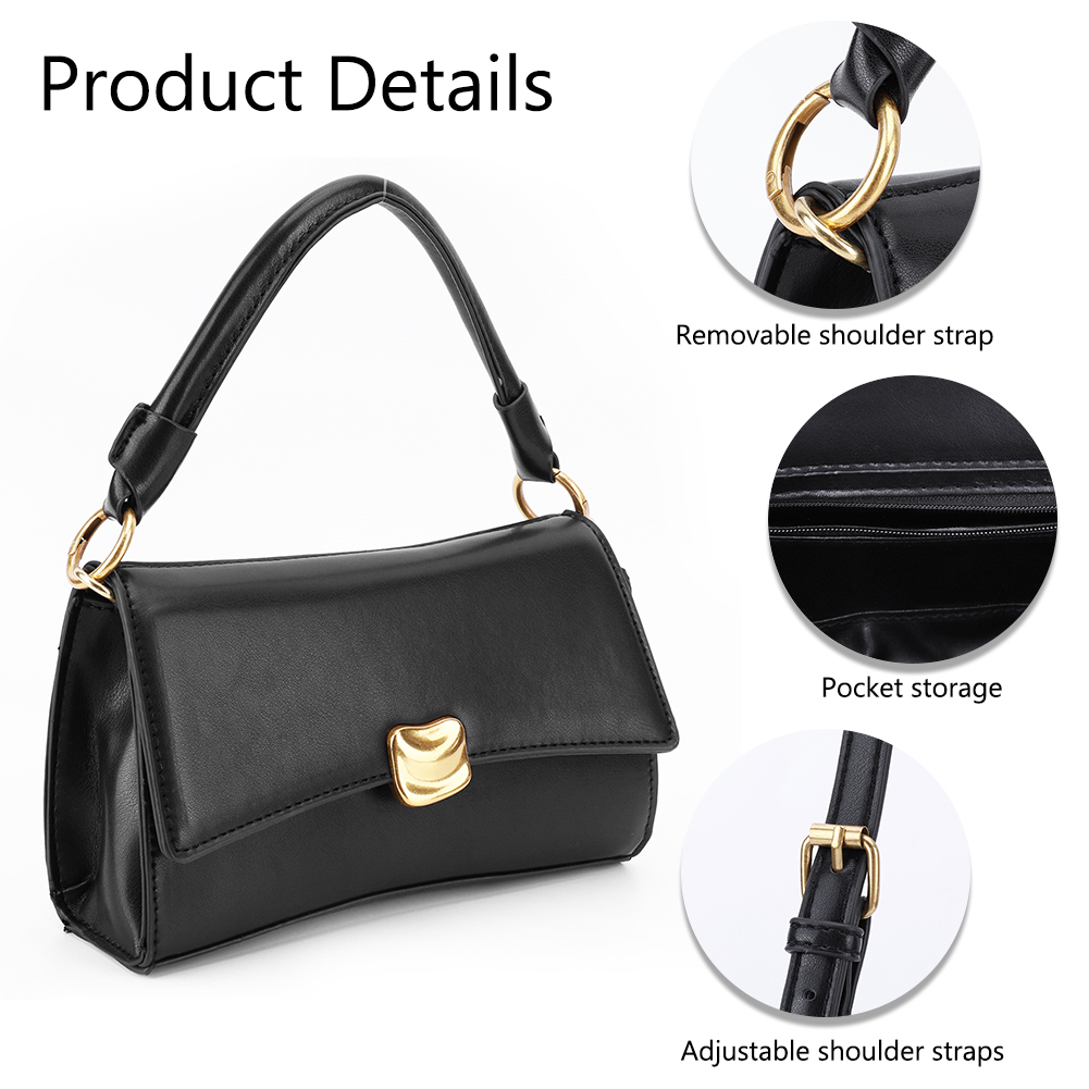 Women Flap Satchel Bag Large Capacity PU Leather Fashion Shoulder Bag Detachable Strap Elegant Handbags for Work Travel Shopping