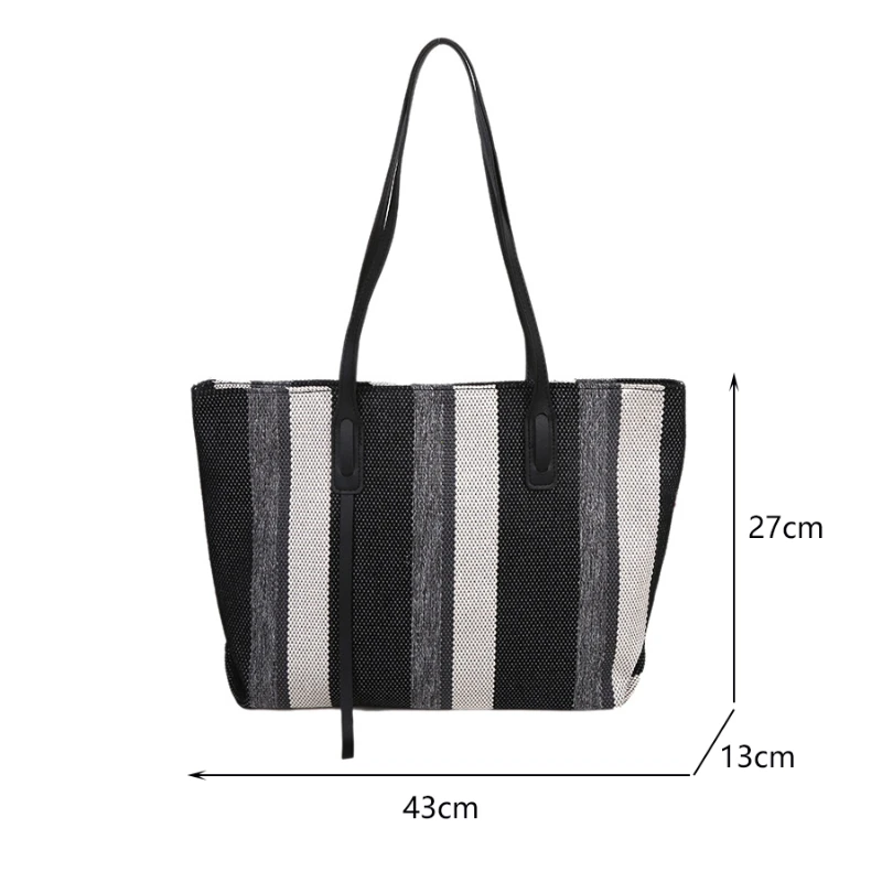 Raffia Summer Bags for Woman 2024 Stripe Designer Shoulder Crossbody Shopper Storage Bag Women Casual Canvas Handbag Tote Bag