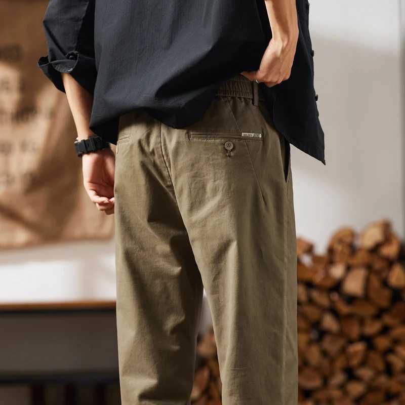 HIQOR Mens Spring Casual Pants 2024 New In Cotton Classic Business Stretch Straight Trousers Male Cargo Y2k Pants Brand Clothes LX241107