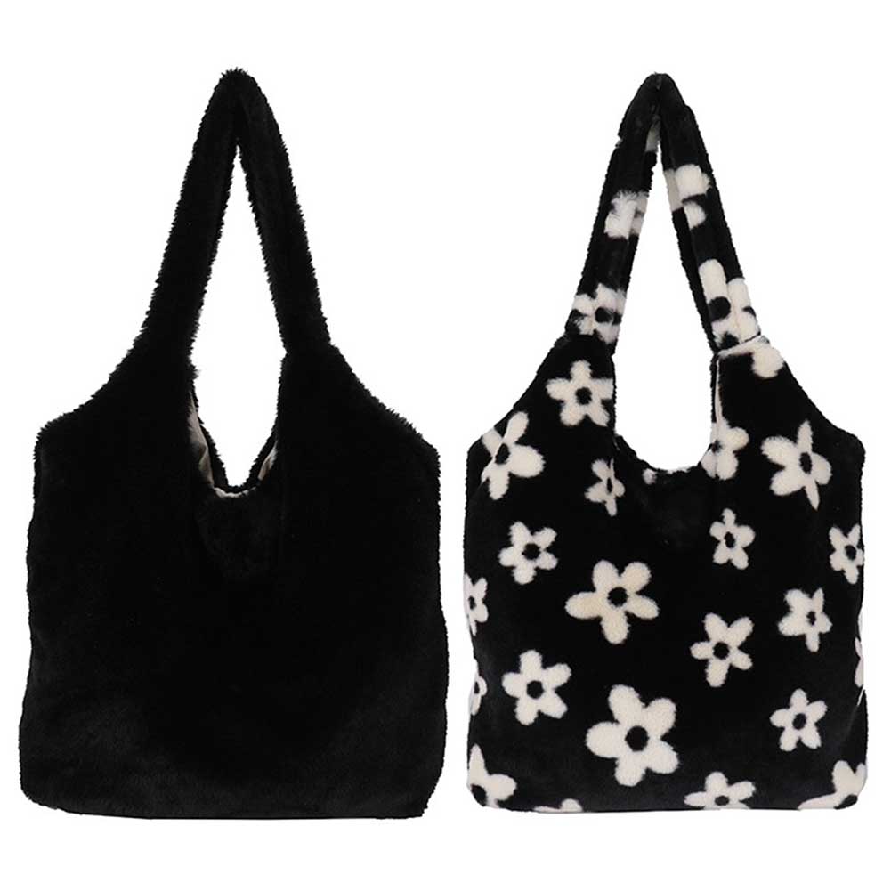 Women Soft Shoulder Bag Large Capacity Casual Shoulder Bag Solid Color Fluffy Armpit Bag Fashion Outdoor Bag