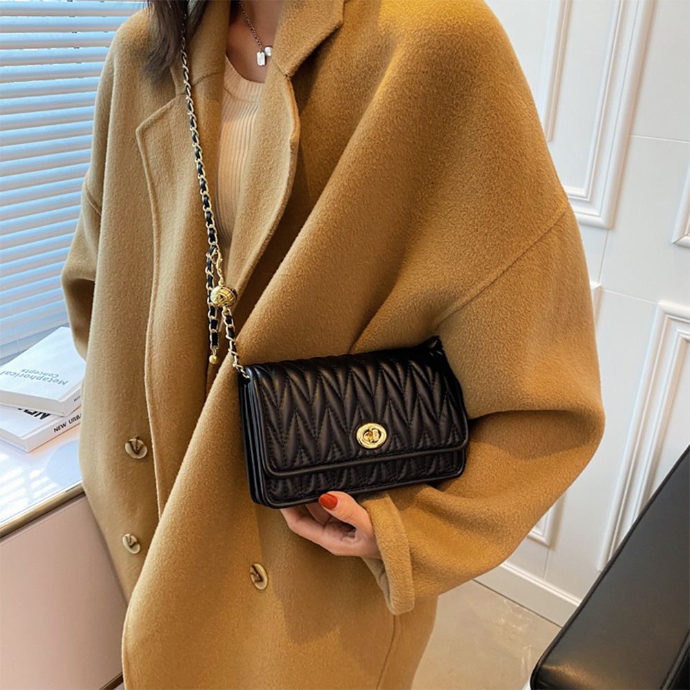 Women Crossbody Bag Embroidered Thread PU Leather Shoulder Bag Solid Color Square Bag Satchel Purse Travel Commuter Bag