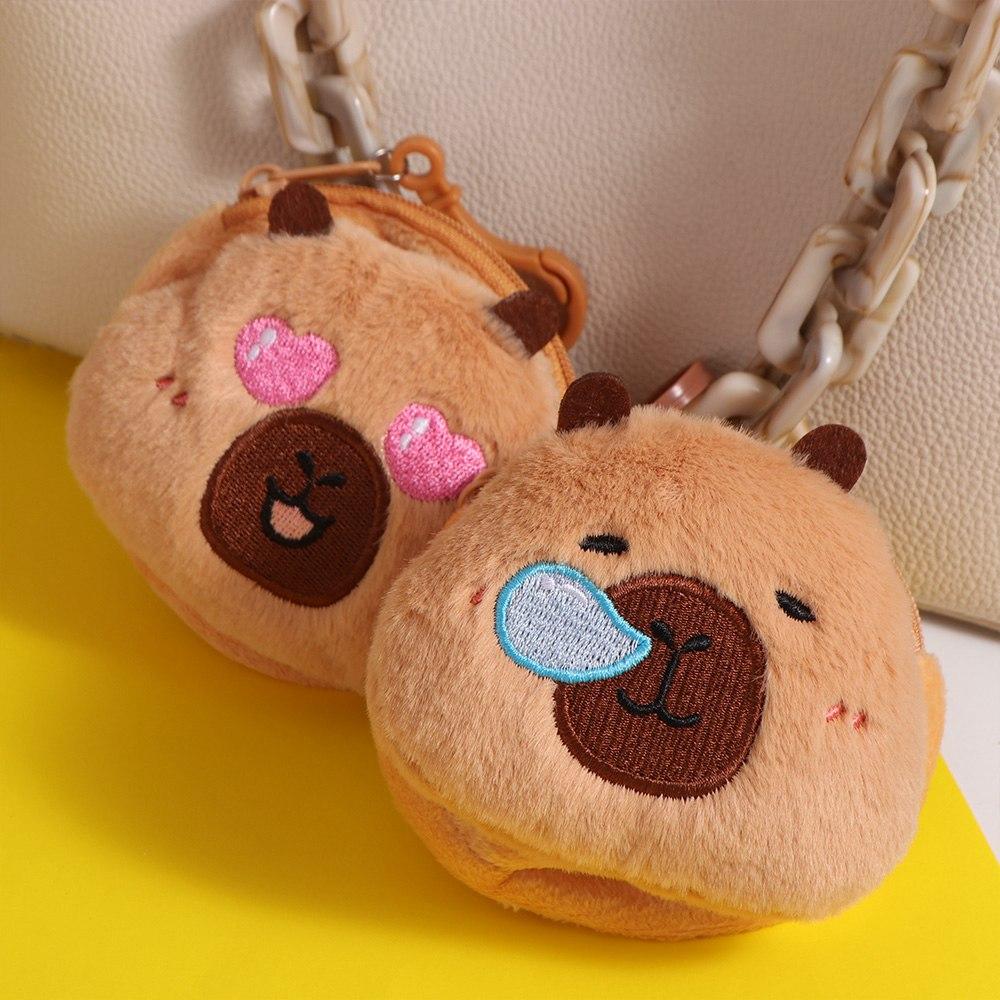 Zipper Capybara Coin Purse Wallet Bag Pendant Coin Pouch Capybara Plush Purse Bag with Keychain Pendant Protective Case