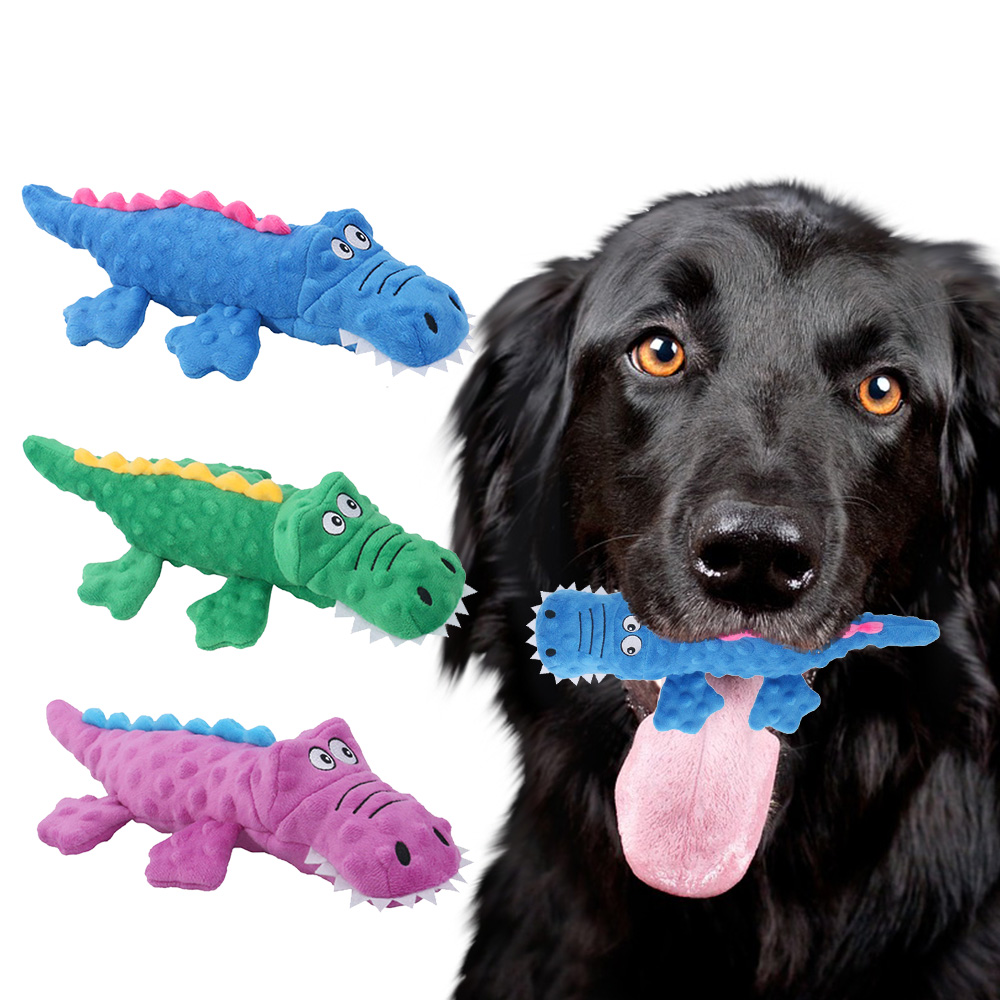 2023 Wholesale New Design Stuffed Crocodile Squeaky Chewing Dog Toys for Playing teeth bite resistant cute cartoon dog toys