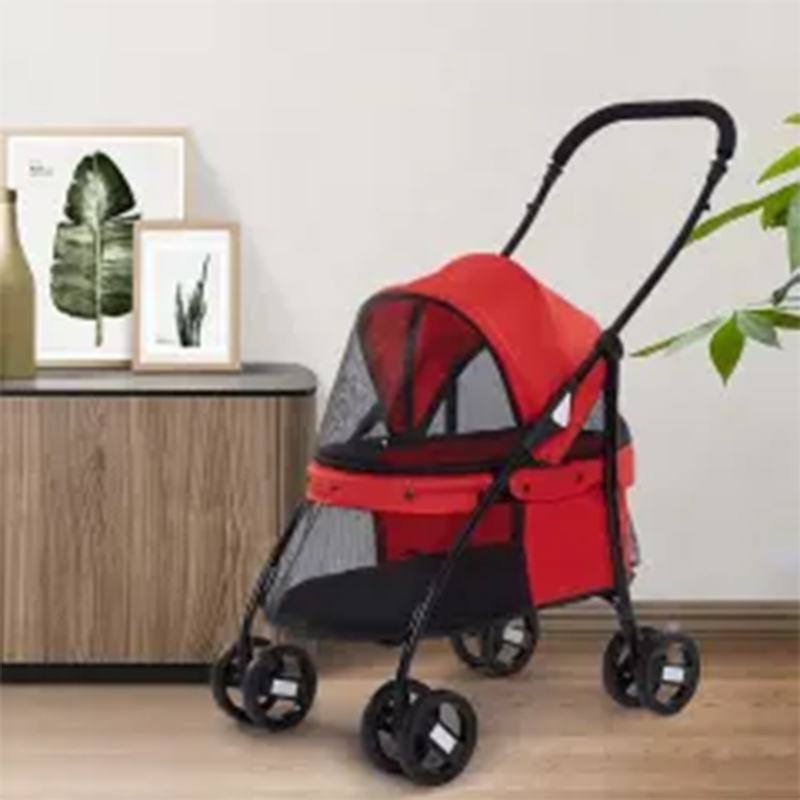 Foldable Lightweight Dog Stroller with 360-Degree Panoramic View for Comfortable Rides