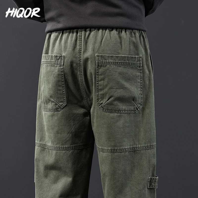 HIQOR Mens Aarmy Green Cargo Pants Autumn Pantalones Cargo Hombre Trousers Male Loose Joggers Sweatpants Brand Mens Clothing LX241107