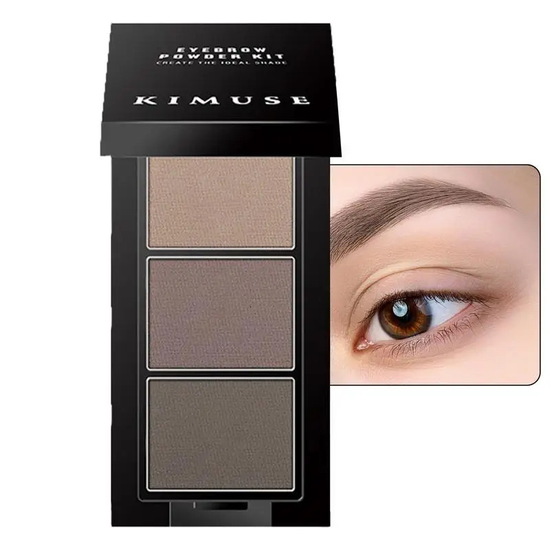 Three color three-dimensional natural eyelid powder palette with brush high gloss eye shadow durable eyelid cosmetics 241107