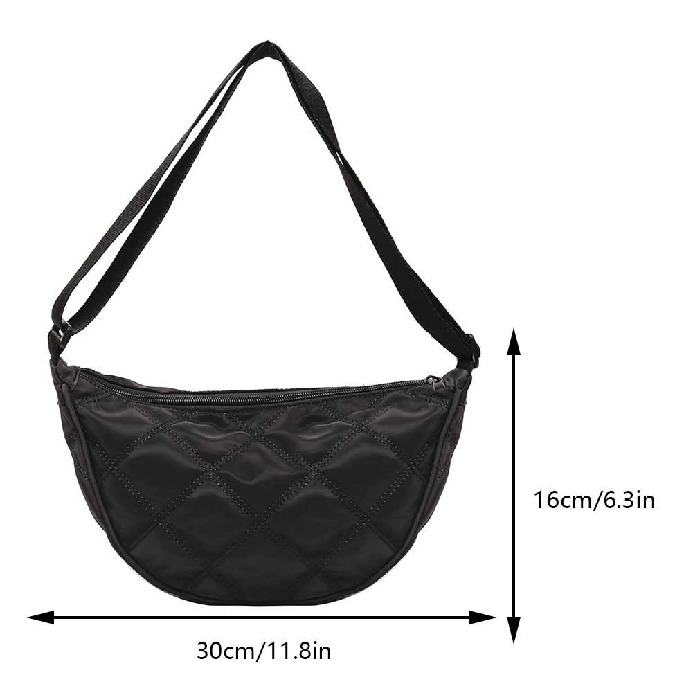 Women Half Moon Bag Lightweight Quilted Shoulder Purse Adjustable Strap Padded Crossbody Bag Versatile Winter Shopper Bag