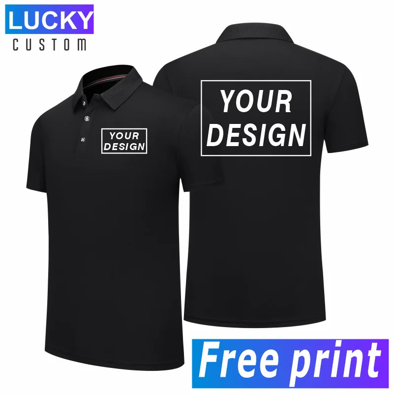 Mens Business Casual Polo Shirt Black Plain Blank Short Sleeve Shirts Custom Printing Embroidery Sports Golf T Shirt For 240319