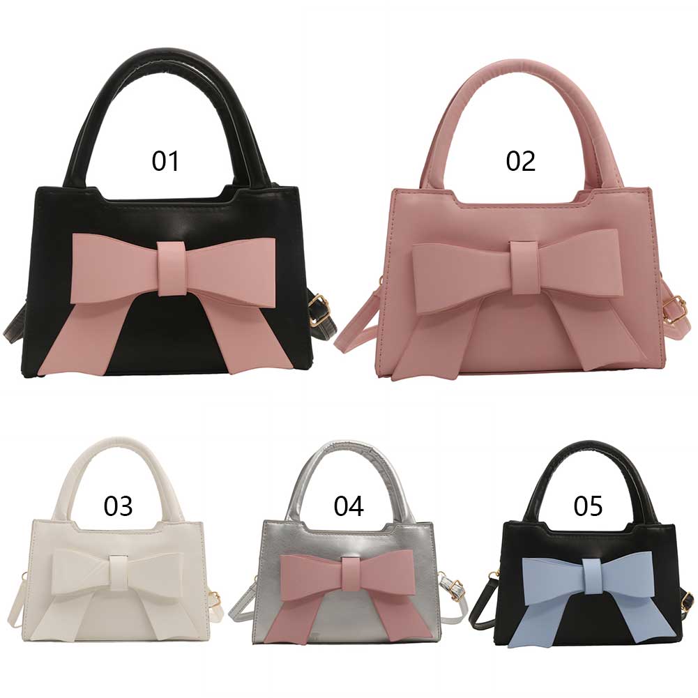 Women PU Bow Fashion Shoulder Bag Large Capacity Simple Crossbody Bag Adjustable Strap Trendy Satchel Bag Travel Sling Bag