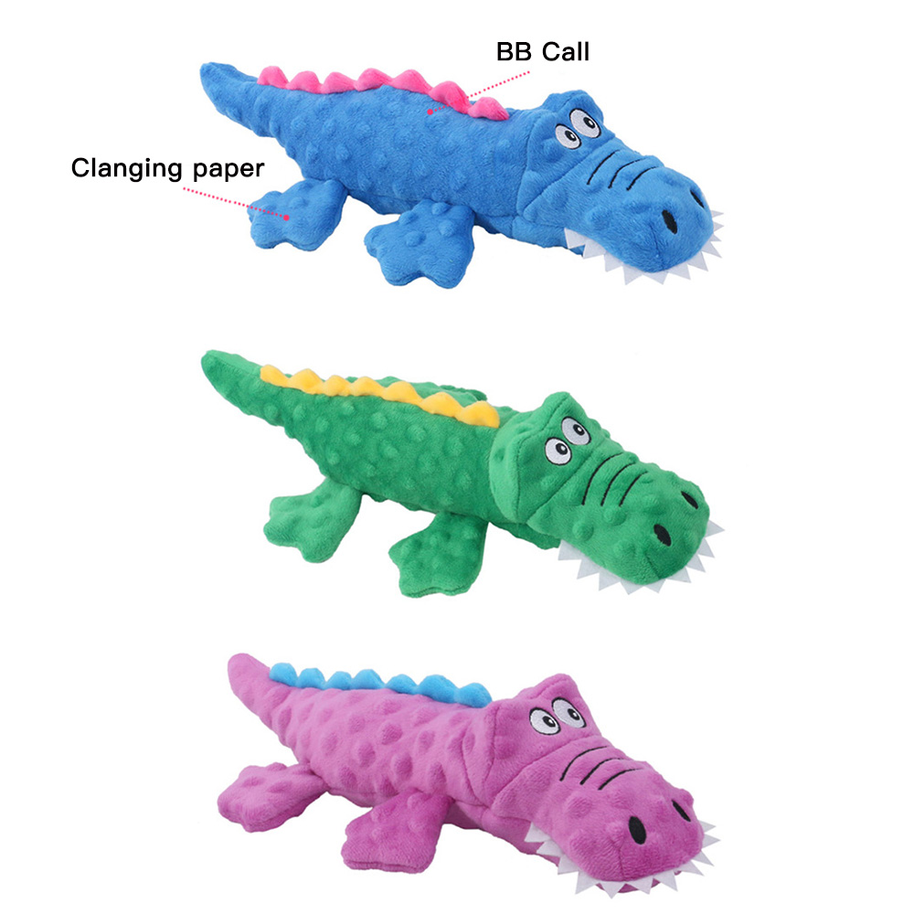 2023 Wholesale New Design Stuffed Crocodile Squeaky Chewing Dog Toys for Playing teeth bite resistant cute cartoon dog toys