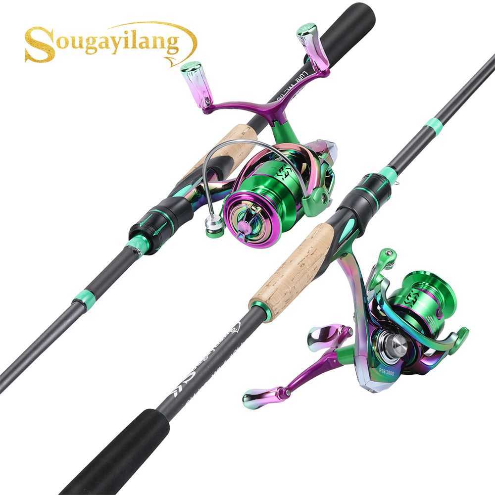 Sougayilang fishing rod and reel combination kit Caen fiber 1.8/2.1m fishing rod and 5.0 1 freshwater fishing gear ratio kit W241108