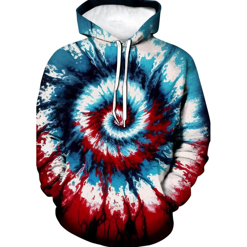 Hoodie for Mens Womens Funny Tie Dye Hoodie Colorful Spiral Theme Sweatshirt Graphic Hoodies sweatshirt Pullover Long Sleeve Trendy Color Vortex Patte