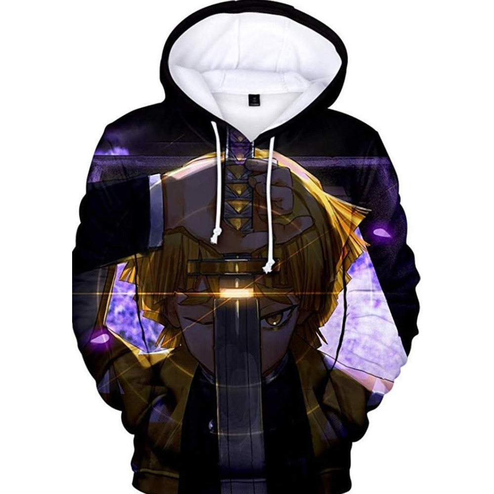 Hoodie for Mens Womens Demon Slayer Anime Pullover Hoodie - Halloween Unisex Adult Manga Character Merch Sweater With Kangaroo Pockets Graphic Hoodies