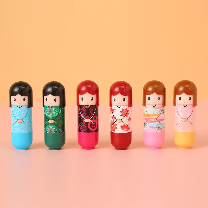 Wholesale lipstick kimono doll lipstick lovely Kawaii lipstick makeup fruit flavor girl party gift 241107