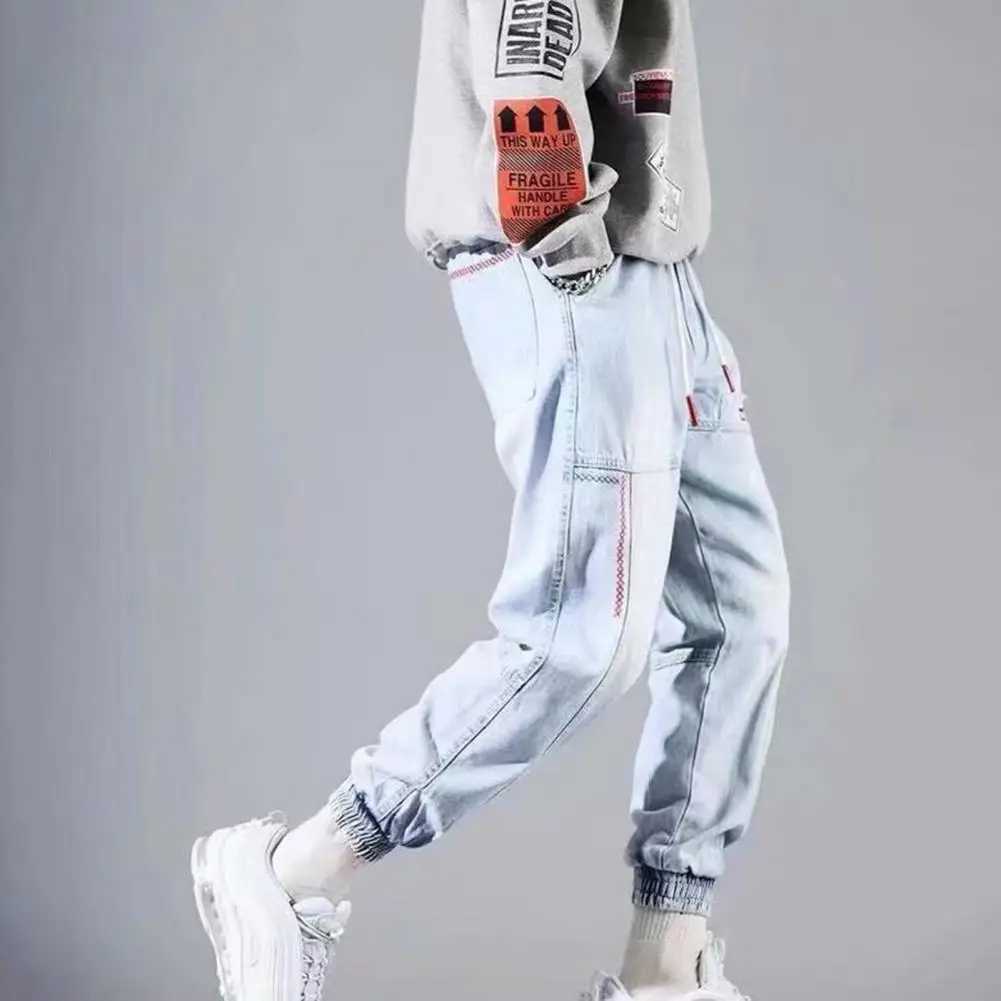 Hip Hop Cargo Pants Men Harem Pants Drawstring Loose Mens Jeans Casual Plus Size Cropped Trousers Autumn Winter Joggers Pants LX241107