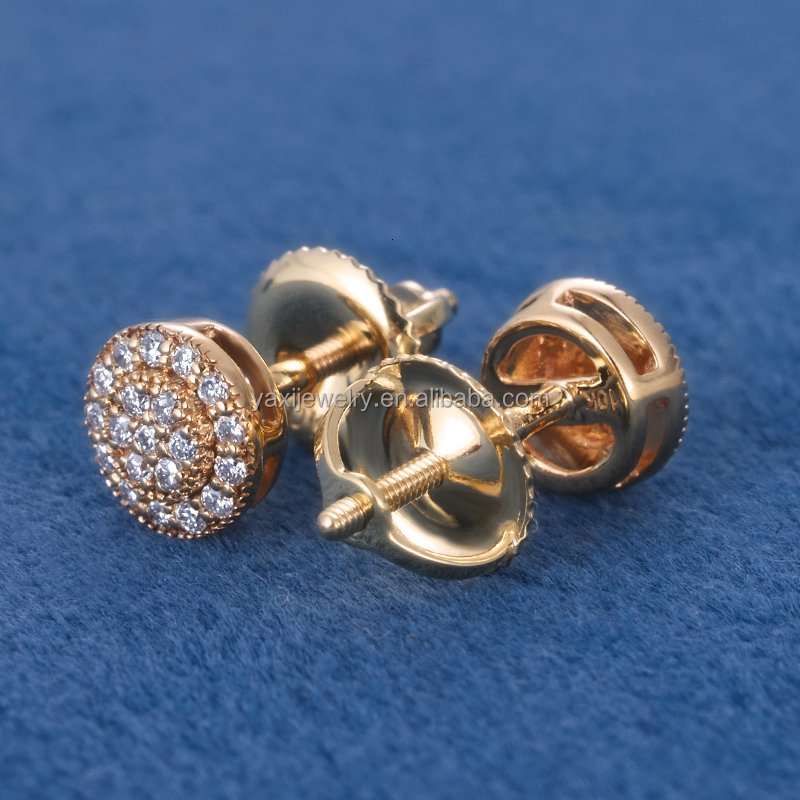 Fine Jewelry S Sier 9k 10k 14k Soild Gold D VVS Moissanite Lab Grown Dia Round Stud Earrings For Women Men