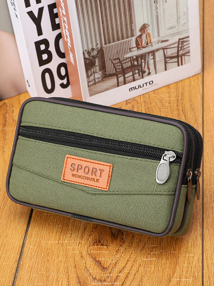 Men Outdoor Sports Waist Bag Fashion Canvas Slim Coin Purse with Multi Pockets Coin Pocket Bag for Coins for Best Gift