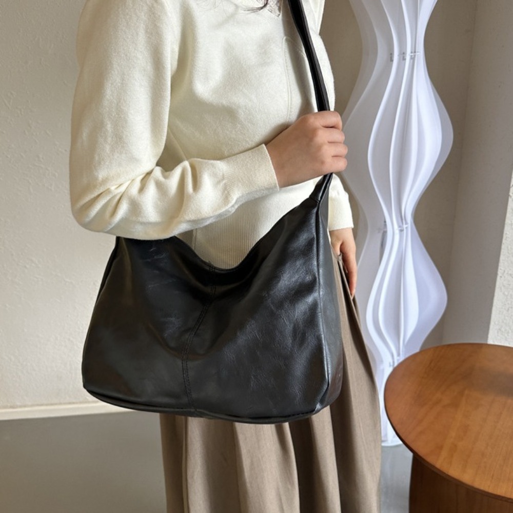 Fashion Large Capacity Bucket Bagpack Vintage Commute Zipper Handbag PU Durable Crossbody Sling Bag Travel