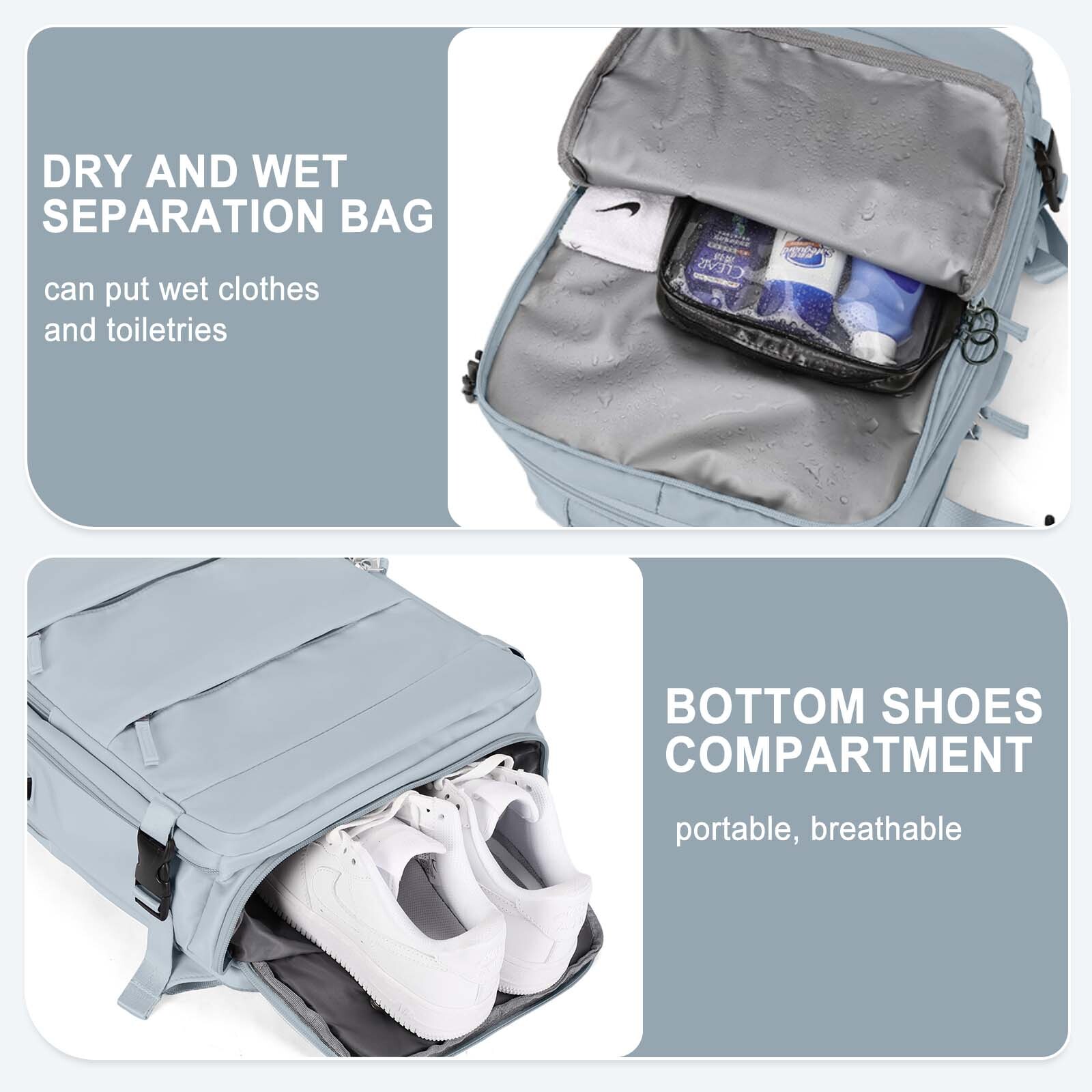 Large Capacity Multifunctional Dry Wet Classification Short Distance Travel Nylon Waterproof Backpack