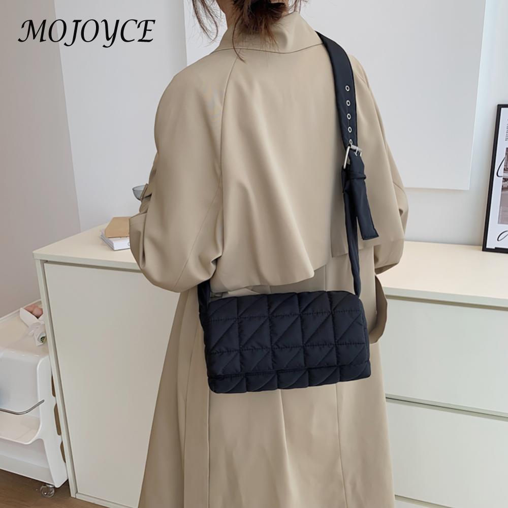 Fashion Padded Quilted Crossbody Bag Solid Color Designer Ladies Satchel Belt Buckle Women Crossbody Purse for Shopping