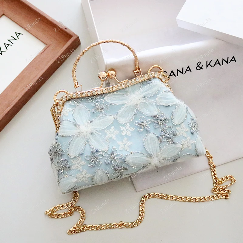 Lace flower portable autumn new shoulder messenger chain with cheongsam Hanfu new Chinese style bag women