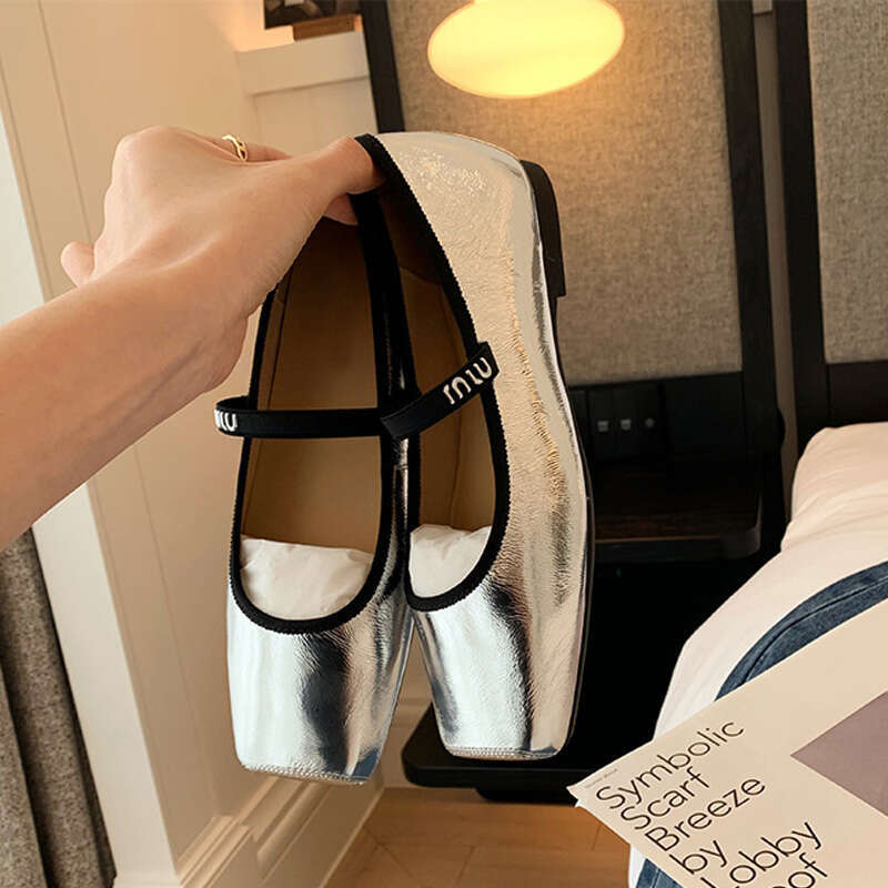 Women Ballet Flats Fashion Square Toe Pumps Soft Leather Slip-on Casual Female Mary Jane Office Lady Work Thin Shoes