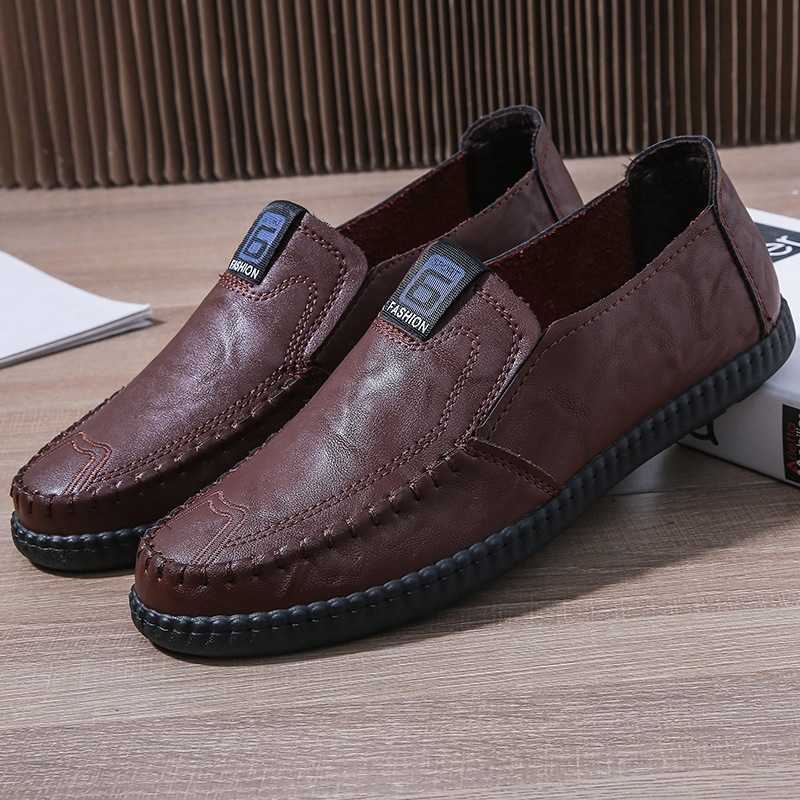 New Spring and Autumn Mens Shoes Fashion Casual Shoes Mens Leather Shoes Korean Trendy Bean Shoes Mens One Step Lazy Shoes