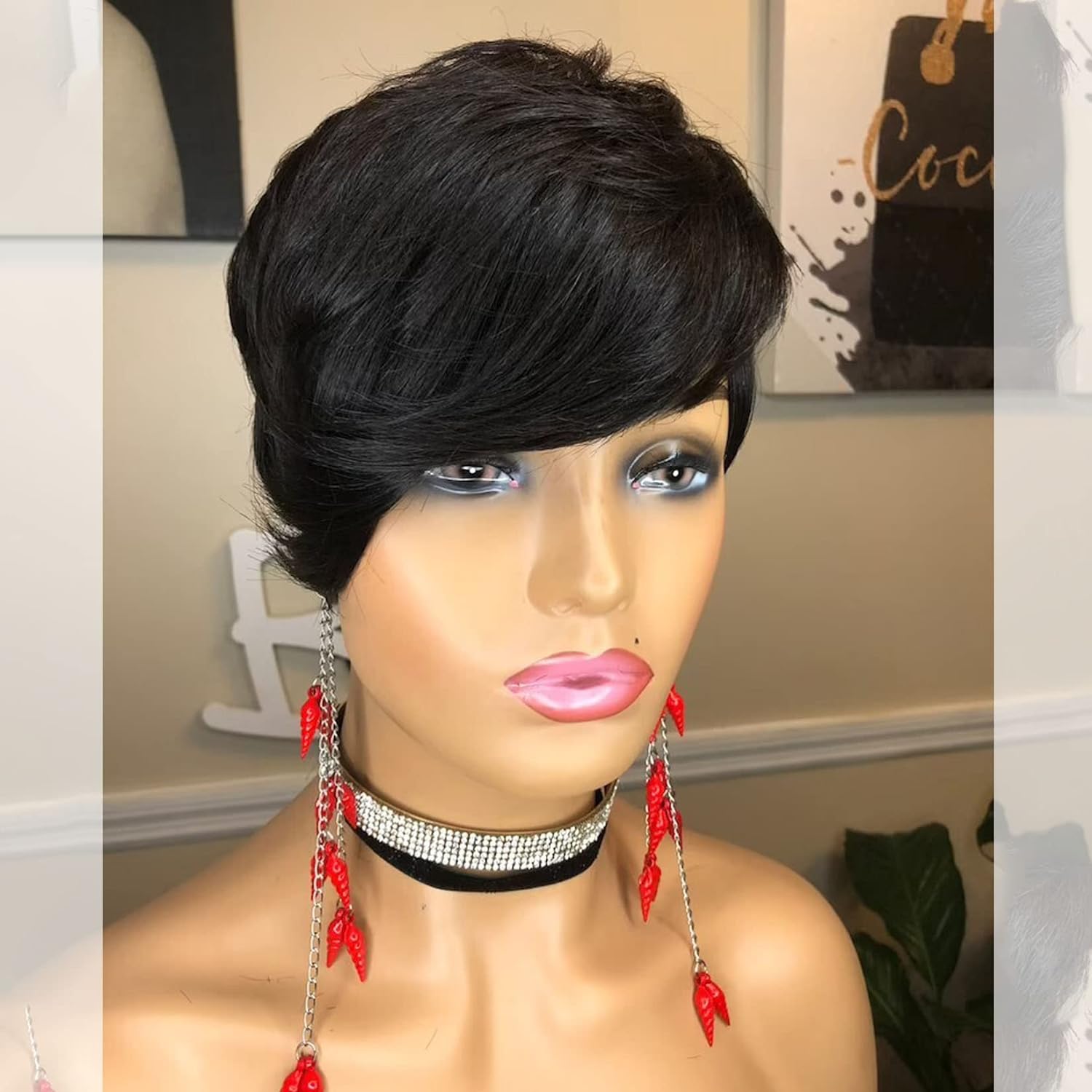 Wigs lace front Human Hair Short Cut Bob Wig Brazilian Human Hair Wigs Side Part Pixie HairCut Wigs Glueless none lace Wigs 2pcs/lot