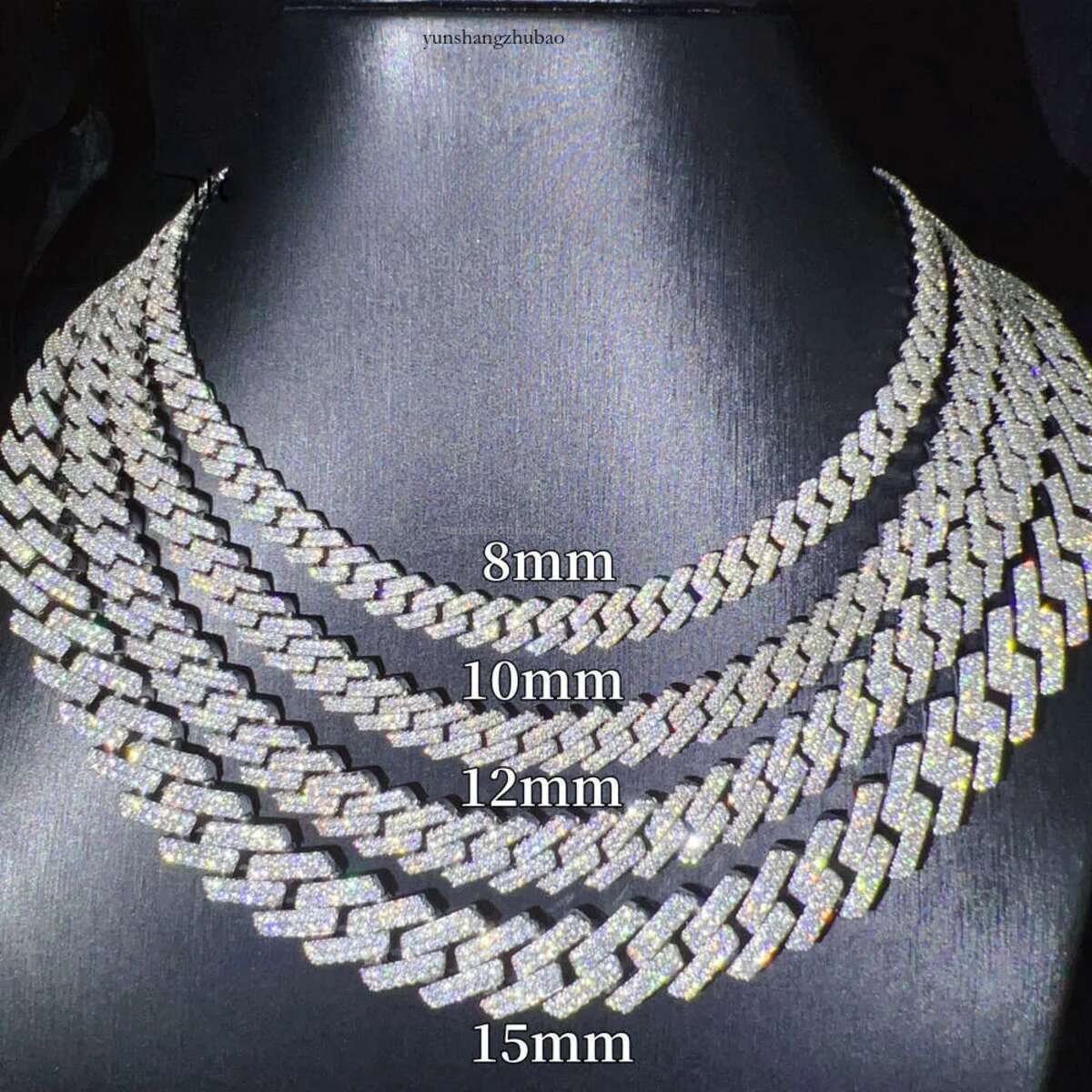 Iced out vvs 2 rows miami gold Men and women necklace sterg sier dia moissanite cuban k chain
