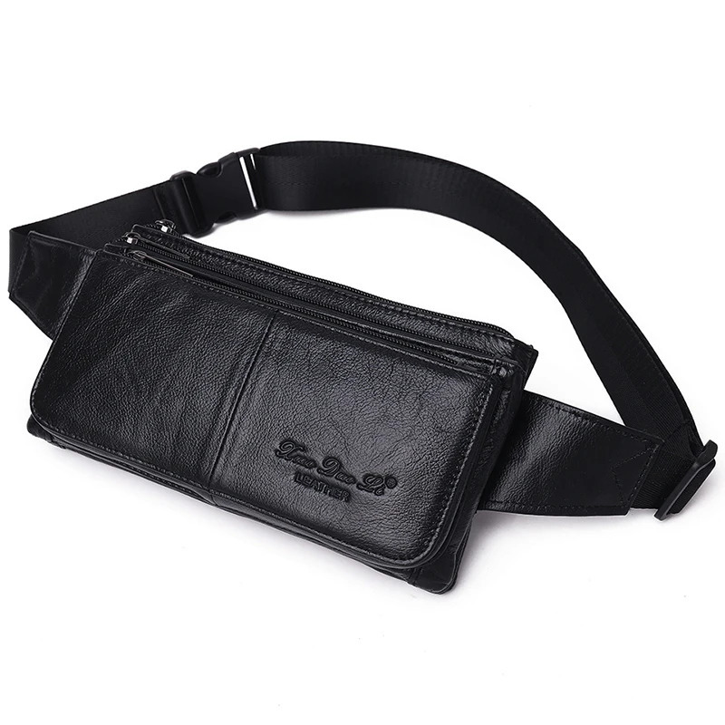 Men Waist Fanny Pack Belt Hip Bag Purse Genuine Leather Travel Fashion Real Cowhide Male Shoulder Sling Chest Cross body 240408