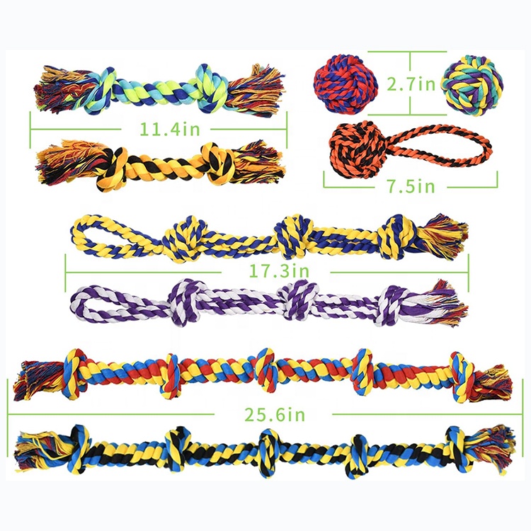 Popular Pet Supplies Dog Dental Rope Toys Knots Indestructible Cotton Puppy Teething Chew Toy Set