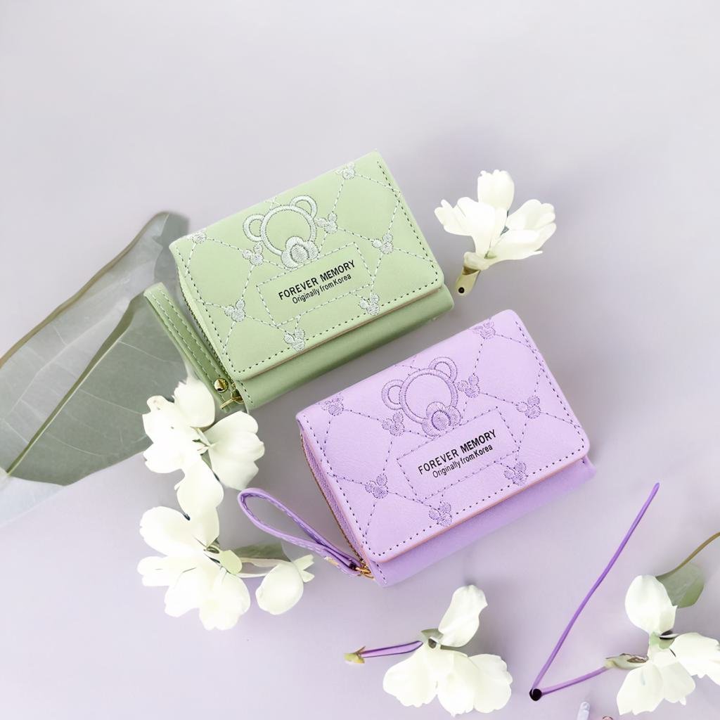 Embroidered short fashion women's wallet embroidered coin purse women's three fold bag with multiple card slots