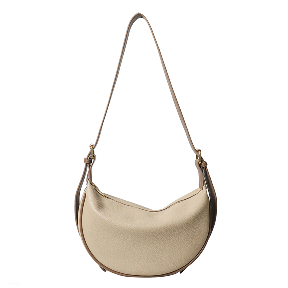 Women Crescent Shoulder Bag PU Leather Half Moon Satchel Bag Solid Color Simple Underarm Bag Female Commute Bag