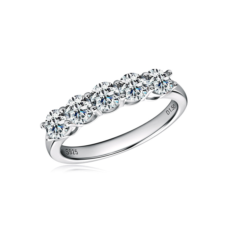 Luxury Moissanite Band Rings Promise Ring for Women 100% Original 925 Sterling Silver D White Gold Diamond Rings Eternity Wedding Fine Jewelry Gift US